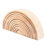 Maxbell 12x Wooden Rainbow Blocks Arch Stacking Nesting Kids Hand-Eye Puzzle Toy B