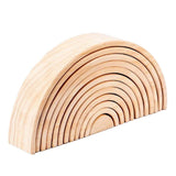Maxbell 12x Wooden Rainbow Blocks Arch Stacking Nesting Kids Hand-Eye Puzzle Toy B