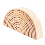 Maxbell 12x Wooden Rainbow Blocks Arch Stacking Nesting Kids Hand-Eye Puzzle Toy B