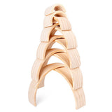 Maxbell 12x Wooden Rainbow Blocks Arch Stacking Nesting Kids Hand-Eye Puzzle Toy B