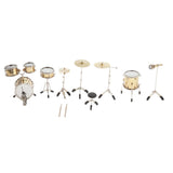 Maxbell 9pcs 1:6 Scale Miniature Drum Set Collectible Instrument - DECORATIVE MODEL
