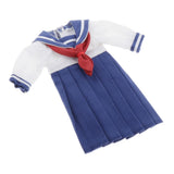 Maxbell Lovely Doll Mini School Uniform Dress Clothes for 1/6 Girl Dolls Navy Blue