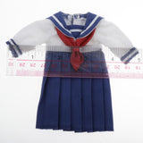 Maxbell Lovely Doll Mini School Uniform Dress Clothes for 1/6 Girl Dolls Navy Blue
