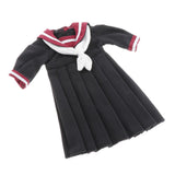 Maxbell Lovely Doll Mini School Uniform Dress Clothes for 1/6 Girl Dolls Black