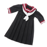 Maxbell Lovely Doll Mini School Uniform Dress Clothes for 1/6 Girl Dolls Black
