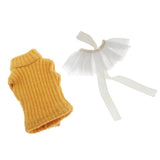 Maxbell Knitted Turtleneck Vest and Tulle Skirt for 1/12 OB11 Doll Clothes White