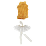 Maxbell Knitted Turtleneck Vest and Tulle Skirt for 1/12 OB11 Doll Clothes White