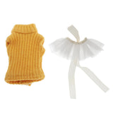 Maxbell Knitted Turtleneck Vest and Tulle Skirt for 1/12 OB11 Doll Clothes White
