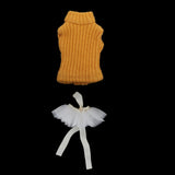 Maxbell Knitted Turtleneck Vest and Tulle Skirt for 1/12 OB11 Doll Clothes White