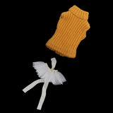 Maxbell Knitted Turtleneck Vest and Tulle Skirt for 1/12 OB11 Doll Clothes White
