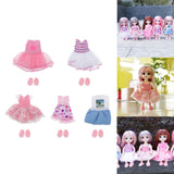 Maxbell 5 Set 16cm/6inch Mini Doll Dress Skirt Shoes Suit DIY Dress up Accessory