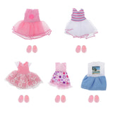 Maxbell 5 Set 16cm/6inch Mini Doll Dress Skirt Shoes Suit DIY Dress up Accessory