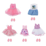 Maxbell 5 Set 16cm/6inch Mini Doll Dress Skirt Shoes Suit DIY Dress up Accessory