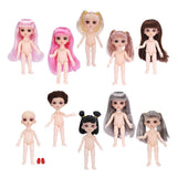 Maxbell Flexible 16cm 13 Jointed 1/12 Mini Girl Doll Nude Body Pink Straight Hair