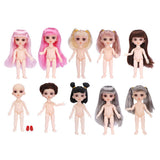 Maxbell Flexible 16cm 13 Jointed 1/12 Mini Girl Doll Nude Body Pink Straight Hair