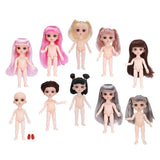 Maxbell Flexible 16cm 13 Jointed 1/12 Mini Girl Doll Nude Body Pink Straight Hair