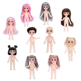 Maxbell Flexible 16cm 13 Jointed 1/12 Mini Girl Doll Nude Body Pink Straight Hair
