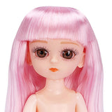 Maxbell Flexible 16cm 13 Jointed 1/12 Mini Girl Doll Nude Body Pink Straight Hair