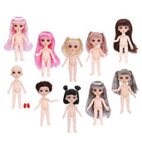 Maxbell Flexible 16cm 13 Jointed 1/12 Mini Girl Doll Nude Body Pink Straight Hair