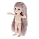 Maxbell Lovely 16cm Ball Jointed Girl Doll Nude Body DIY Parts Gray Hair with Bangs