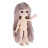 Maxbell Lovely 16cm Ball Jointed Girl Doll Nude Body DIY Parts Gray Hair with Bangs