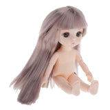 Maxbell Lovely 16cm Ball Jointed Girl Doll Nude Body DIY Parts Gray Hair with Bangs