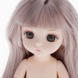 Maxbell Lovely 16cm Ball Jointed Girl Doll Nude Body DIY Parts Gray Hair with Bangs