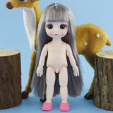 Maxbell Lovely 16cm Ball Jointed Girl Doll Nude Body DIY Parts Gray Hair with Bangs