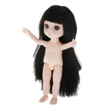 Maxbell Lovely 16cm Ball Jointed Girl Doll Nude Body DIY Parts Black Hair with Bangs