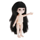 Maxbell Lovely 16cm Ball Jointed Girl Doll Nude Body DIY Parts Black Hair with Bangs