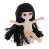 Maxbell Lovely 16cm Ball Jointed Girl Doll Nude Body DIY Parts Black Hair with Bangs