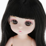 Maxbell Lovely 16cm Ball Jointed Girl Doll Nude Body DIY Parts Black Hair with Bangs