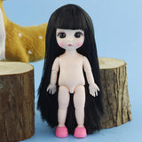 Maxbell Lovely 16cm Ball Jointed Girl Doll Nude Body DIY Parts Black Hair with Bangs