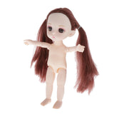 Maxbell Lovely 16cm Ball Jointed Girl Doll Nude Body DIY Parts Brown Horsetail