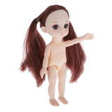 Maxbell Lovely 16cm Ball Jointed Girl Doll Nude Body DIY Parts Brown Horsetail