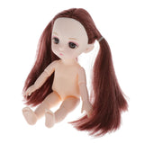 Maxbell Lovely 16cm Ball Jointed Girl Doll Nude Body DIY Parts Brown Horsetail