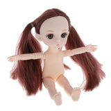 Maxbell Lovely 16cm Ball Jointed Girl Doll Nude Body DIY Parts Brown Horsetail