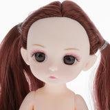 Maxbell Lovely 16cm Ball Jointed Girl Doll Nude Body DIY Parts Brown Horsetail