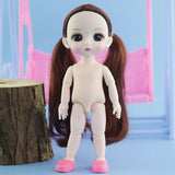 Maxbell Lovely 16cm Ball Jointed Girl Doll Nude Body DIY Parts Brown Horsetail