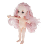 Maxbell Lovely 16cm Ball Jointed Girl Doll Nude Body DIY Parts Light Pink Curly Hair