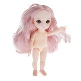 Maxbell Lovely 16cm Ball Jointed Girl Doll Nude Body DIY Parts Light Pink Curly Hair