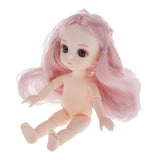 Maxbell Lovely 16cm Ball Jointed Girl Doll Nude Body DIY Parts Light Pink Curly Hair