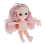 Maxbell Lovely 16cm Ball Jointed Girl Doll Nude Body DIY Parts Light Pink Curly Hair