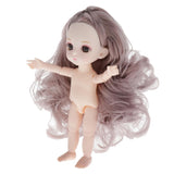 Maxbell Lovely 16cm Ball Jointed Girl Doll Nude Body DIY Parts Gray Curly Hair