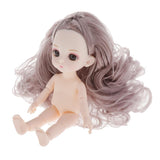 Maxbell Lovely 16cm Ball Jointed Girl Doll Nude Body DIY Parts Gray Curly Hair