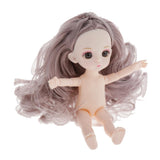 Maxbell Lovely 16cm Ball Jointed Girl Doll Nude Body DIY Parts Gray Curly Hair