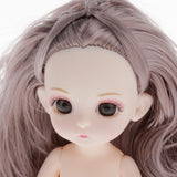 Maxbell Lovely 16cm Ball Jointed Girl Doll Nude Body DIY Parts Gray Curly Hair