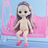 Maxbell Lovely 16cm Ball Jointed Girl Doll Nude Body DIY Parts Gray Curly Hair