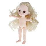 Maxbell Lovely 16cm Ball Jointed Girl Doll Nude Body DIY Parts Yellow Curly Hair