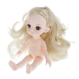 Maxbell Lovely 16cm Ball Jointed Girl Doll Nude Body DIY Parts Yellow Curly Hair